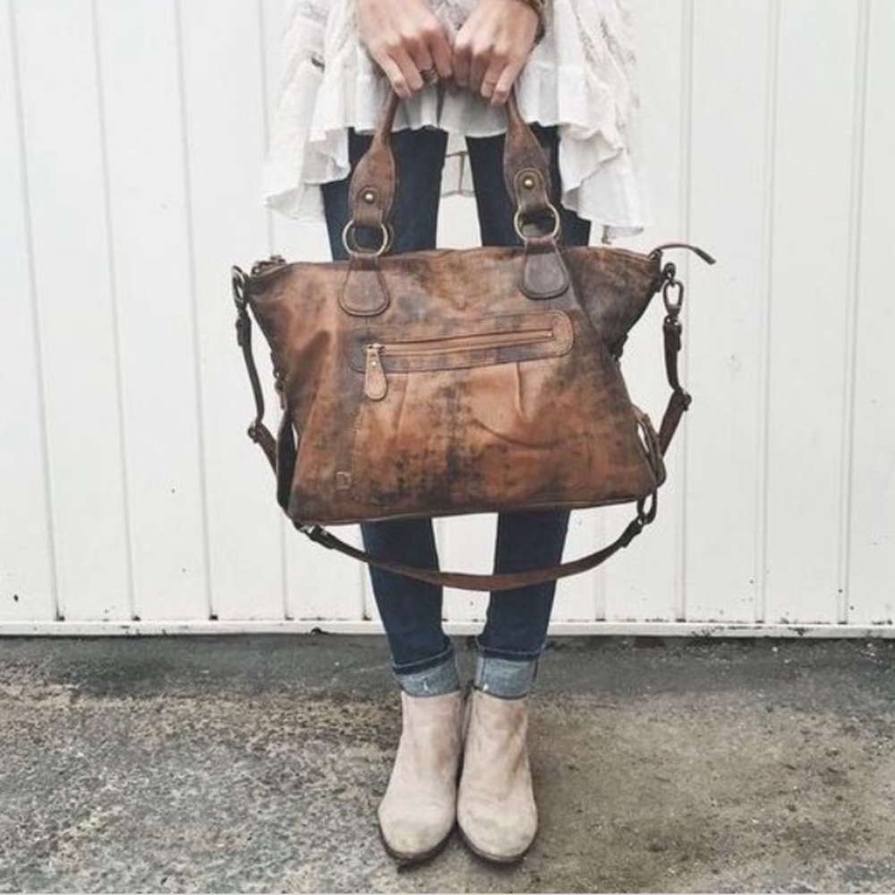 Oioi Jungle leather slouch tote diaper bag